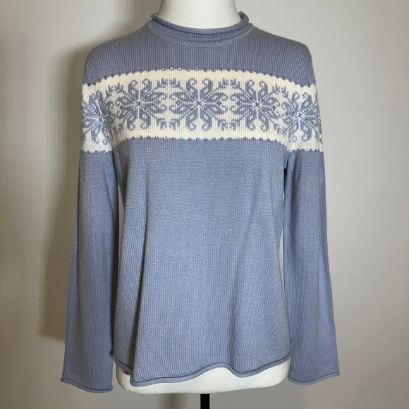NWT Norton McNaughton Periwinkle Nordic Fair Isle Sweater Womens Petite Size PM - Picture 1 of 11